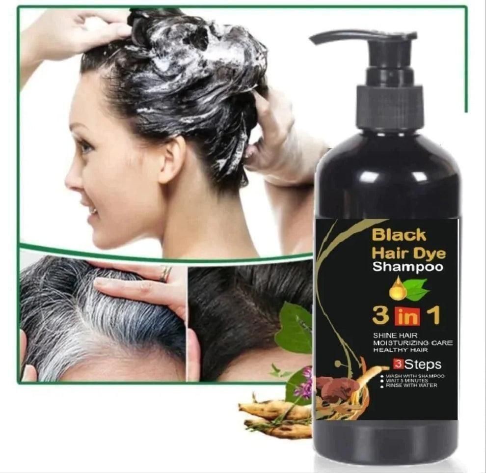 Unisex Instant Black Herbal Hair Dye Shampoo | Grey Hair Coverage (Pack of 2)